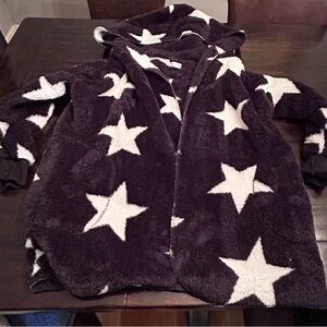 Star Pattern Hooded Black Jacket